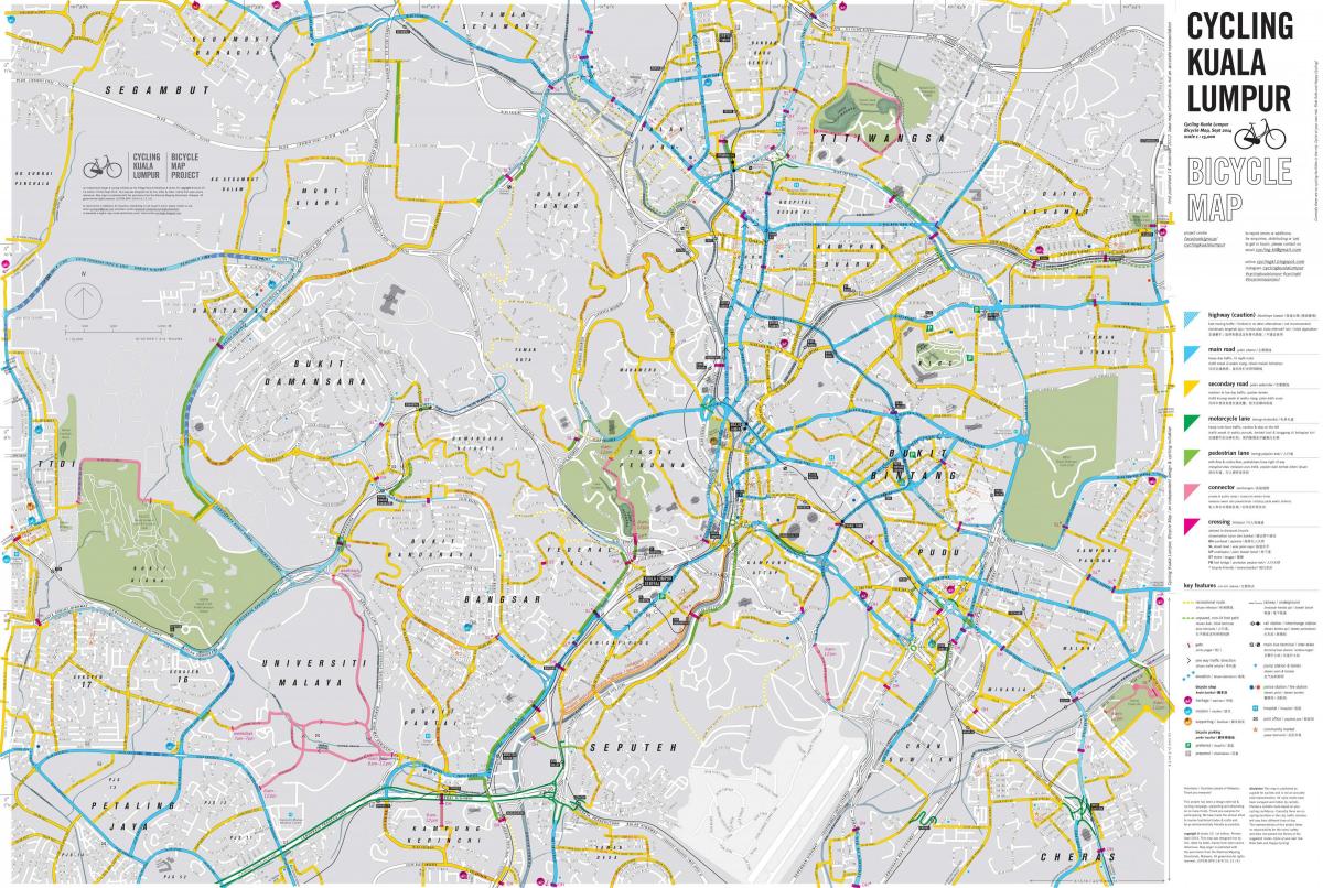 Žemėlapis dviračių kvala lumpūras dviračių