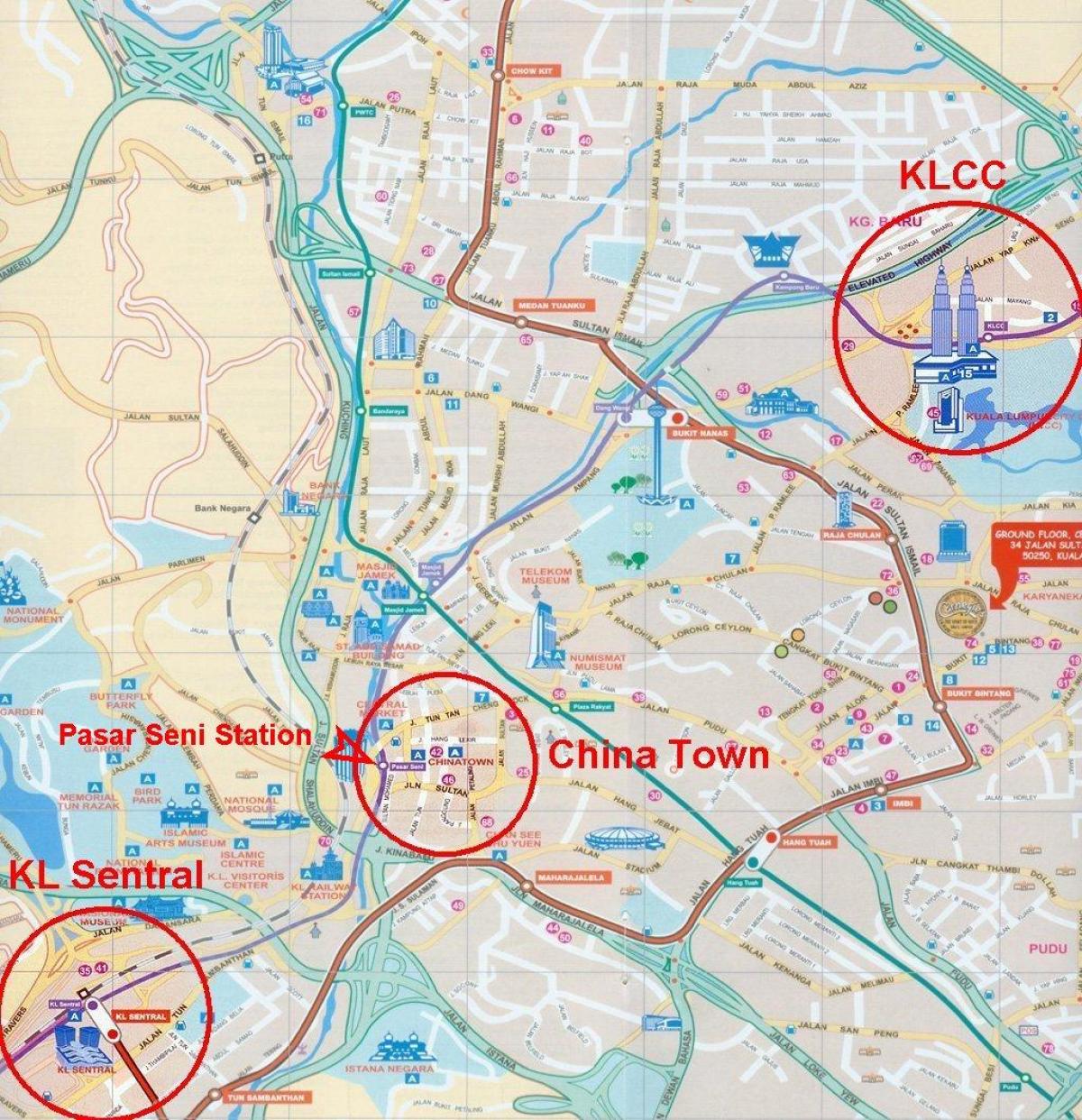 chinatown malaizija žemėlapyje