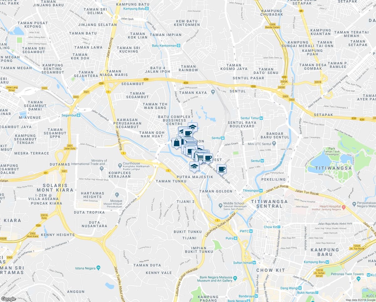 Žemėlapis jalan ipoh kvala lumpūras