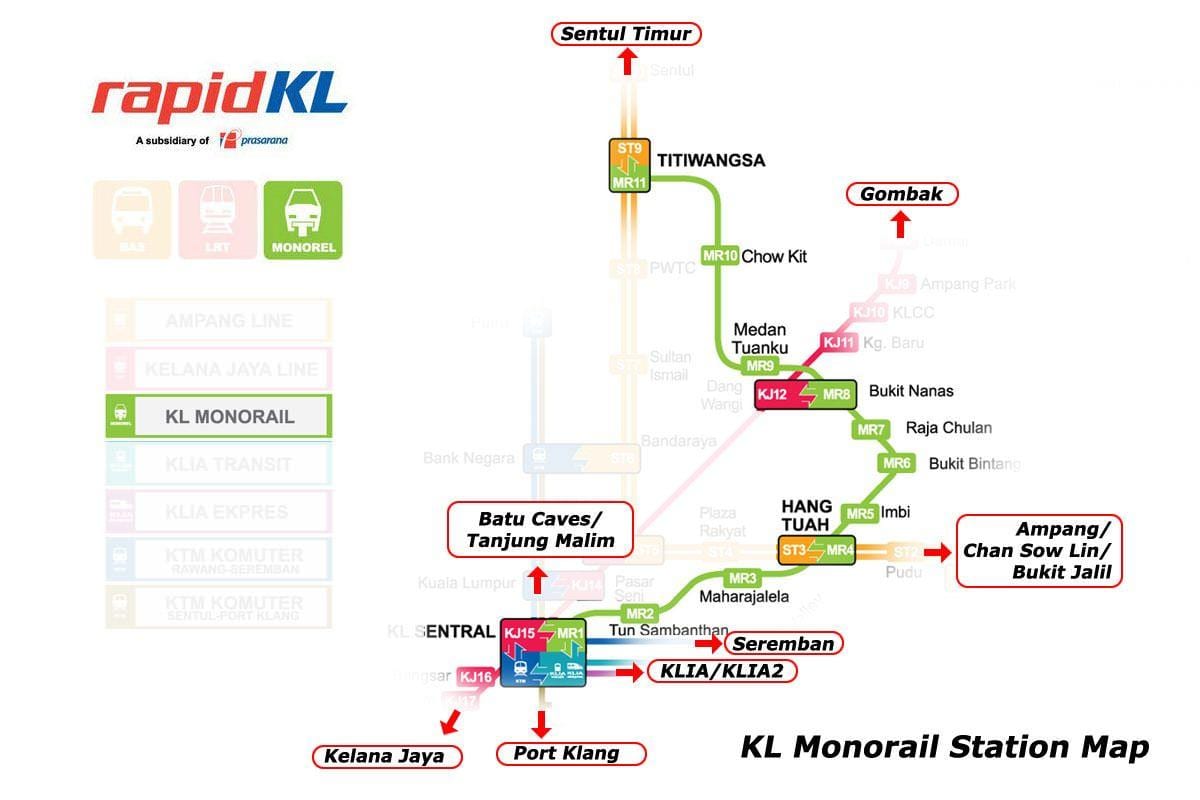 monorail kl maršruto žemėlapį