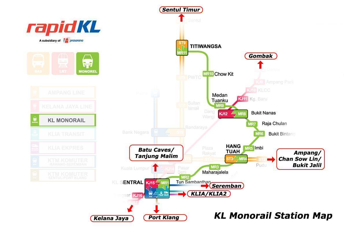 monorail kl maršruto žemėlapį