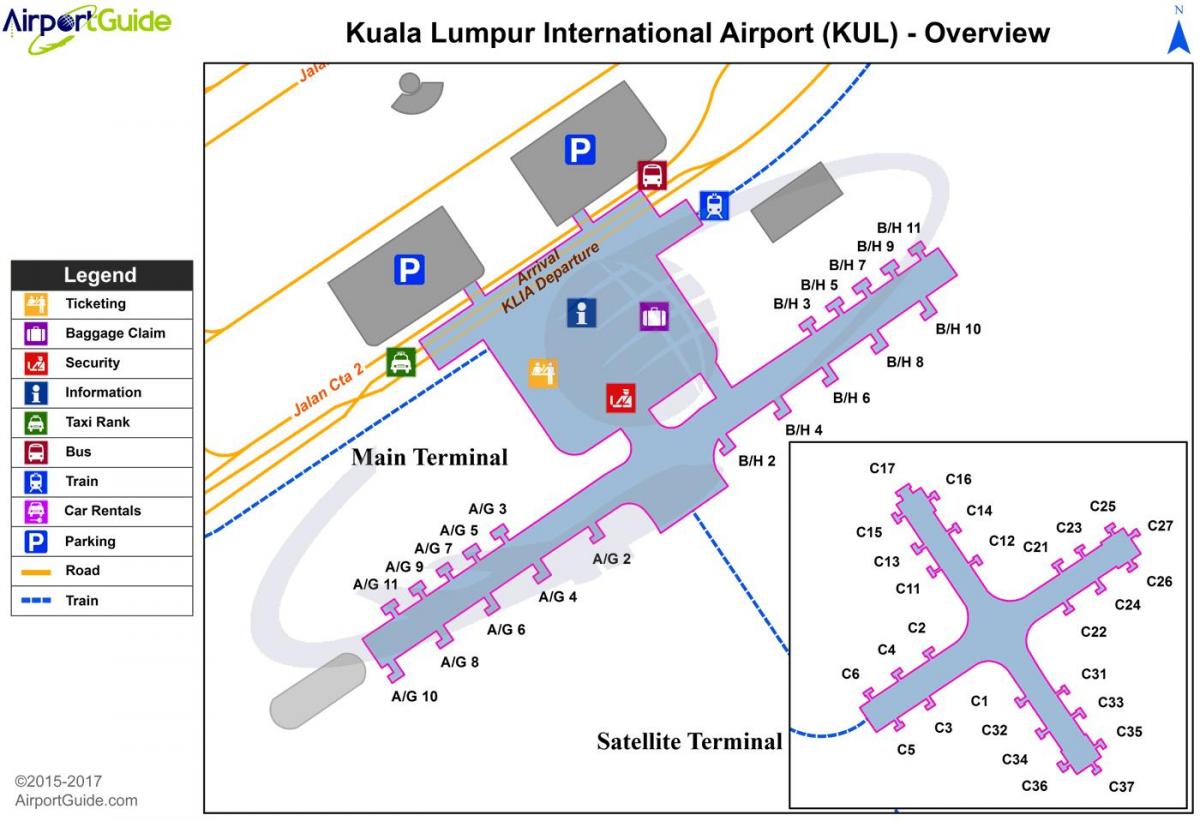 kuala lumpur international airport terminal žemėlapyje