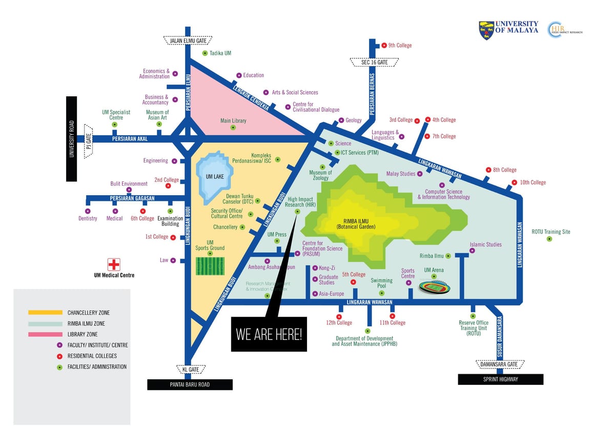 Žemėlapis universiteto malaya