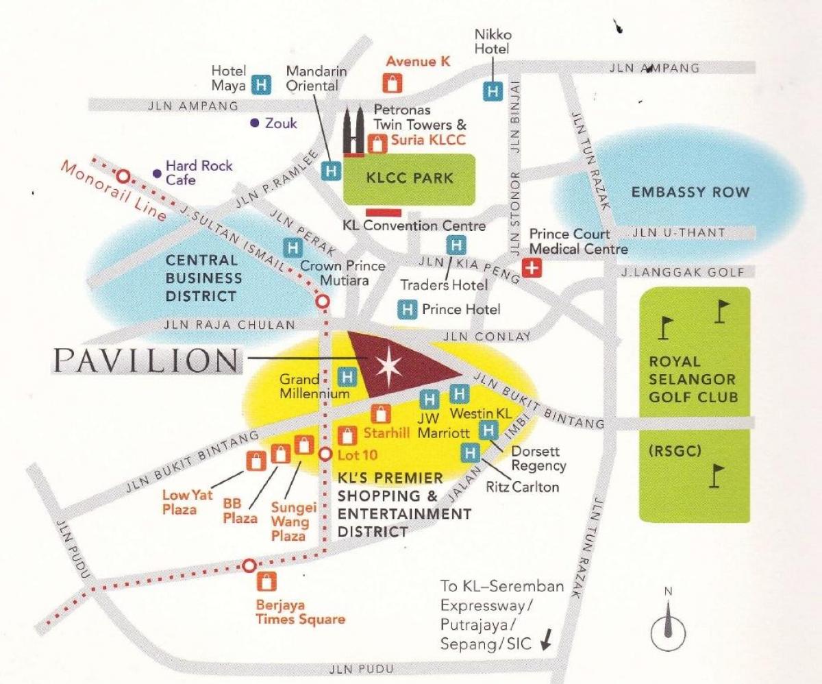 žemėlapis pavilion mall kvala lumpūras