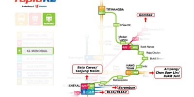 Malaizija traukinio linija žemėlapyje